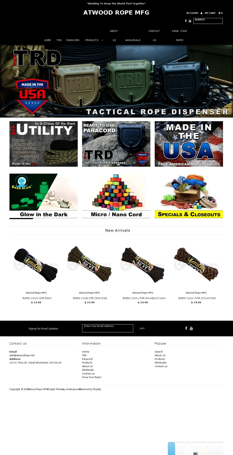 atwoodrope.com shopify website screenshot