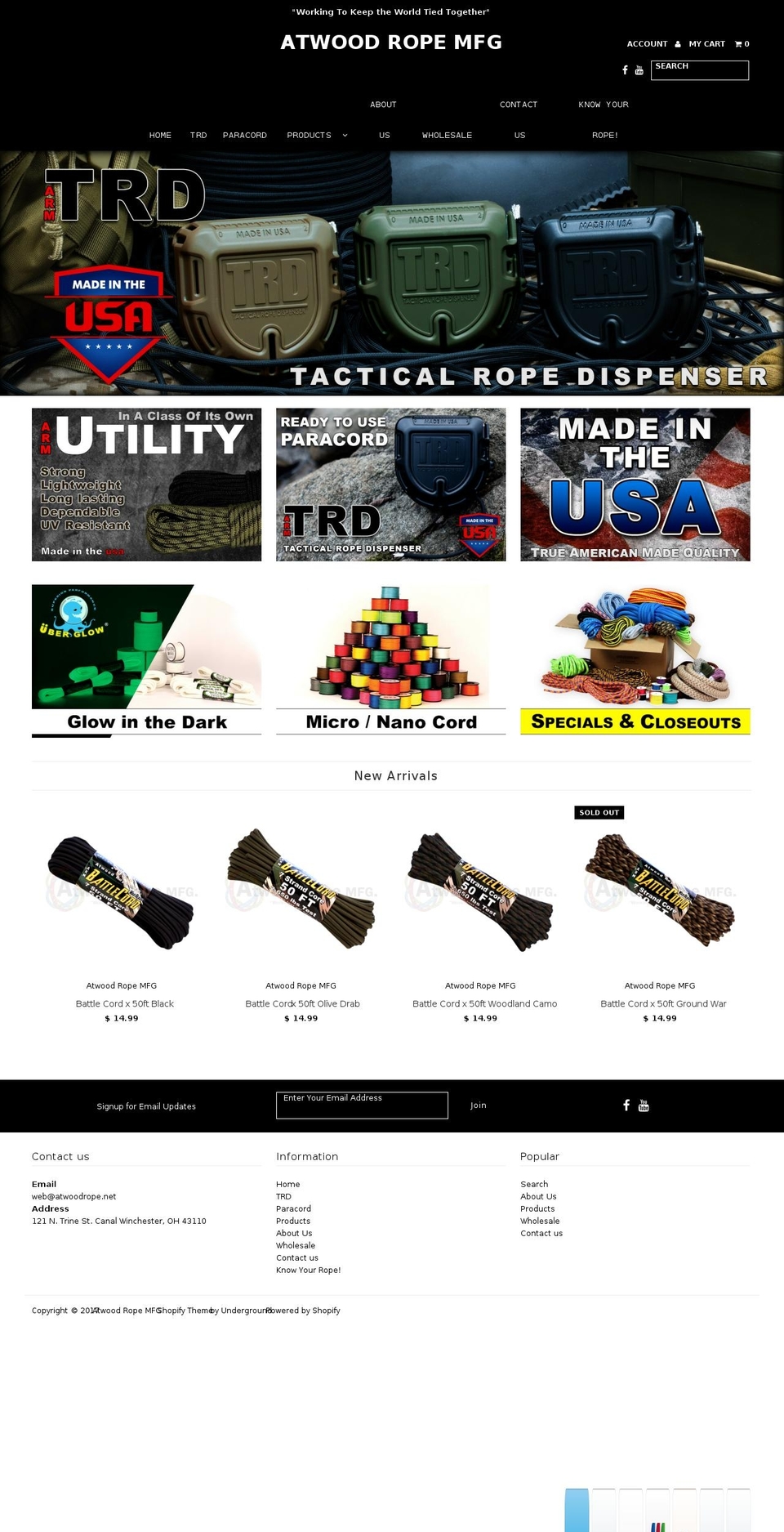 atwoodrope.net shopify website screenshot