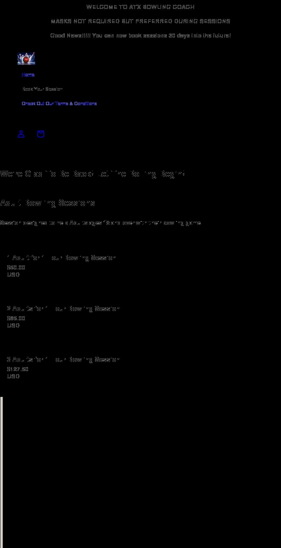 atxbowlingcoach.com — Shopify storefront screenshot