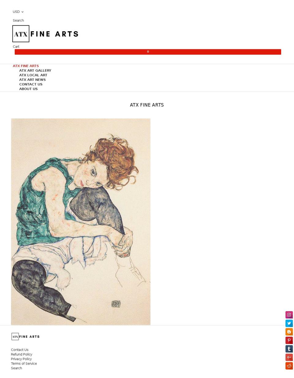 atxfinearts.com shopify website screenshot