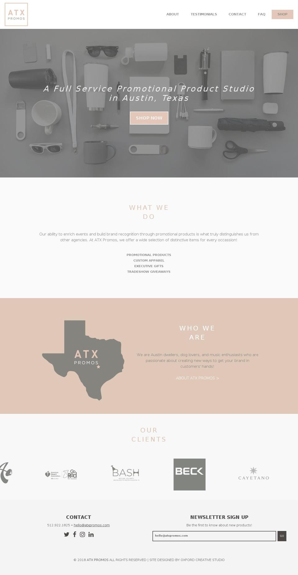 atxpromos.com — Shopify storefront screenshot