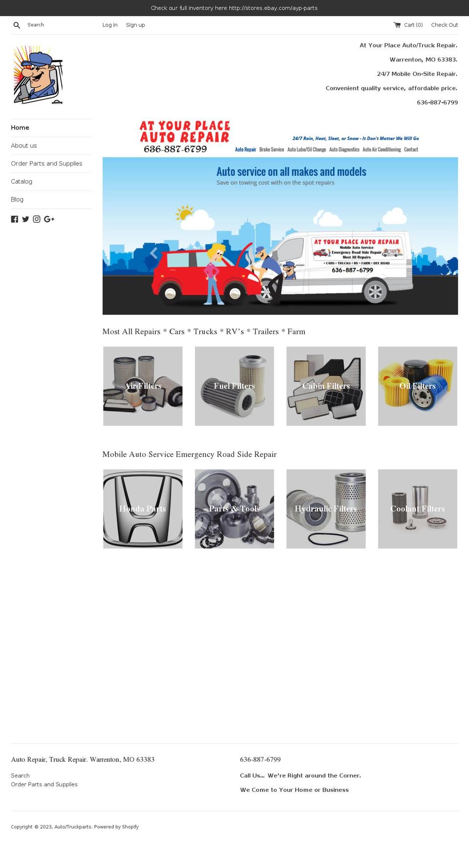 atyourplacerepair.com — Shopify storefront screenshot