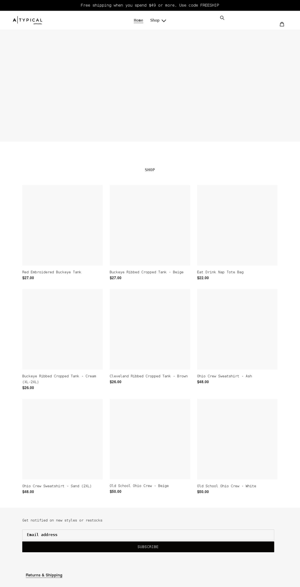 atypicalapparel.com shopify website screenshot