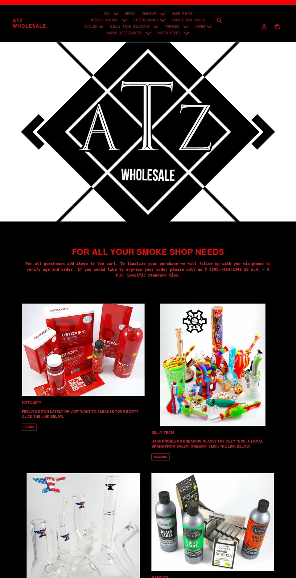 atz503.com shopify website screenshot