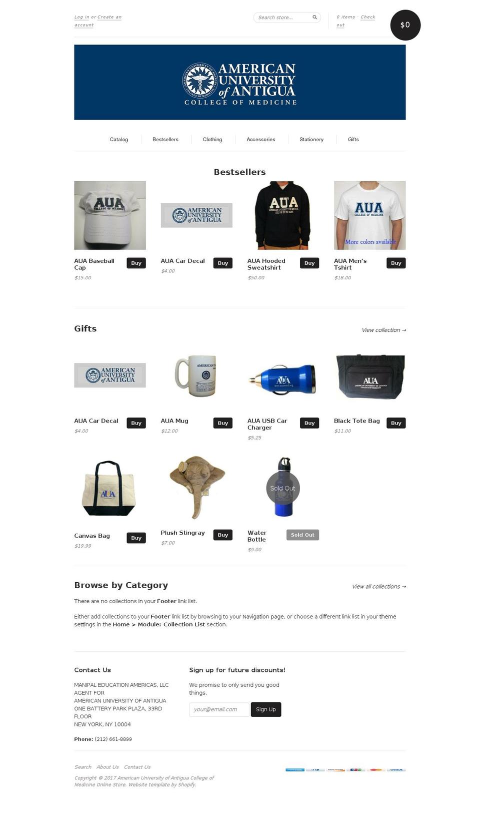 auastore.org shopify website screenshot