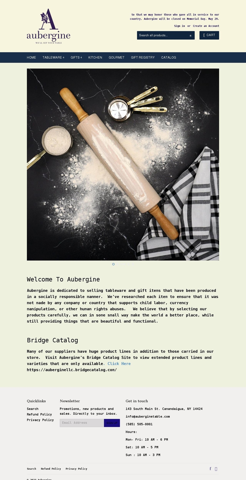 auberginetable.com shopify website screenshot