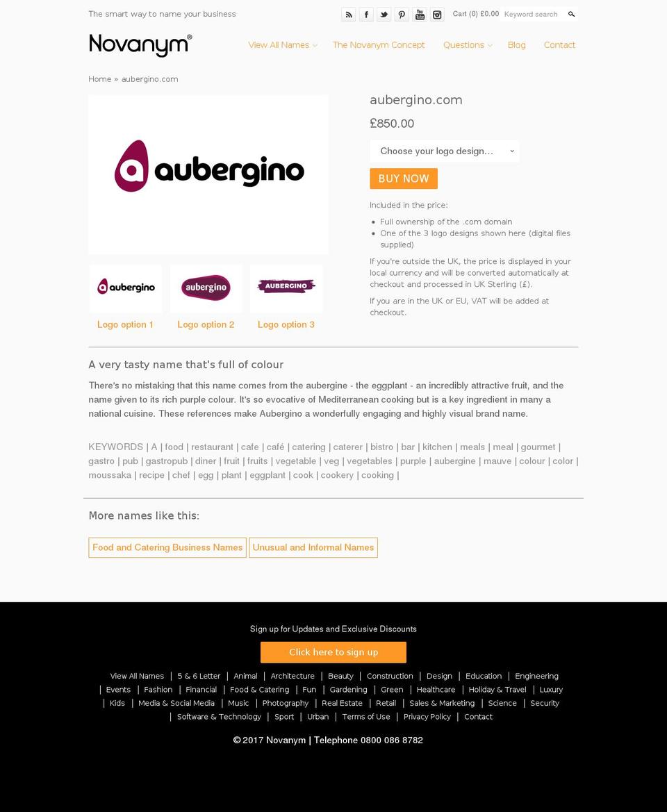 aubergino.com shopify website screenshot