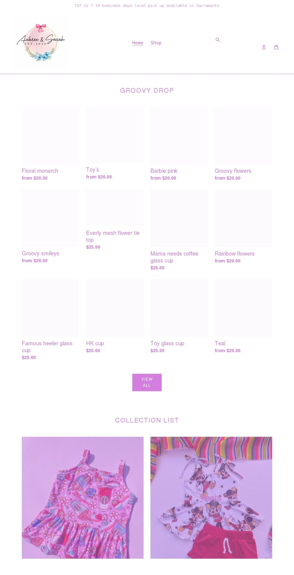 aubreesarahh.com shopify website screenshot