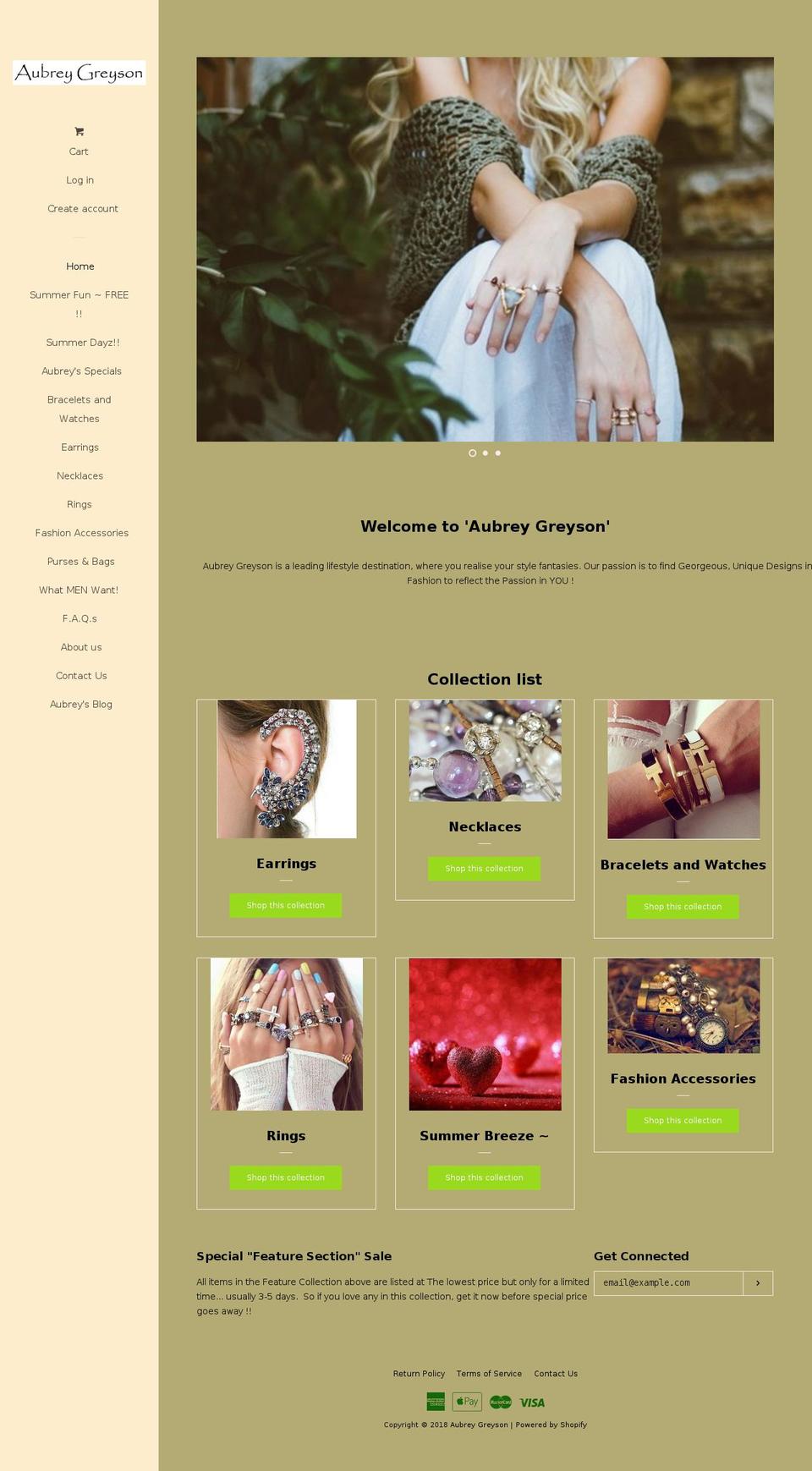 aubreygreyson.com — Shopify storefront screenshot