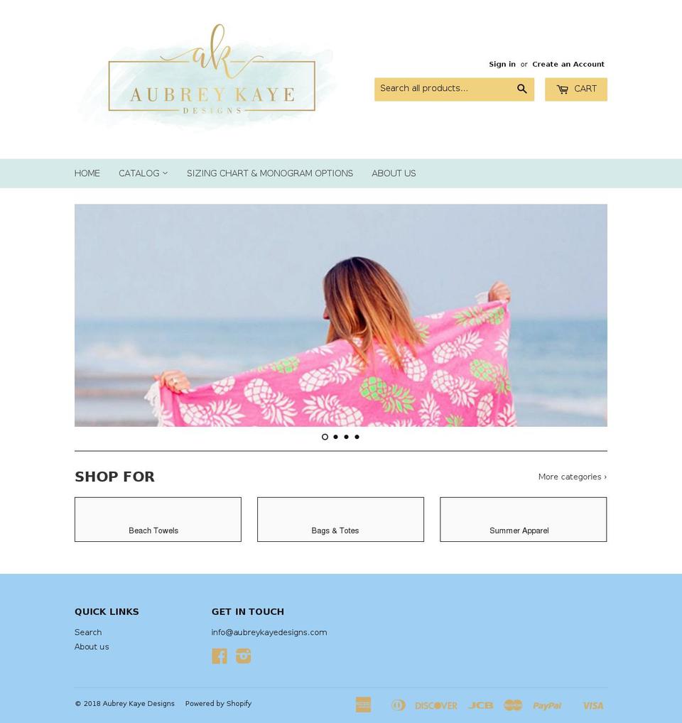 aubreykayedesigns.com — Shopify storefront screenshot