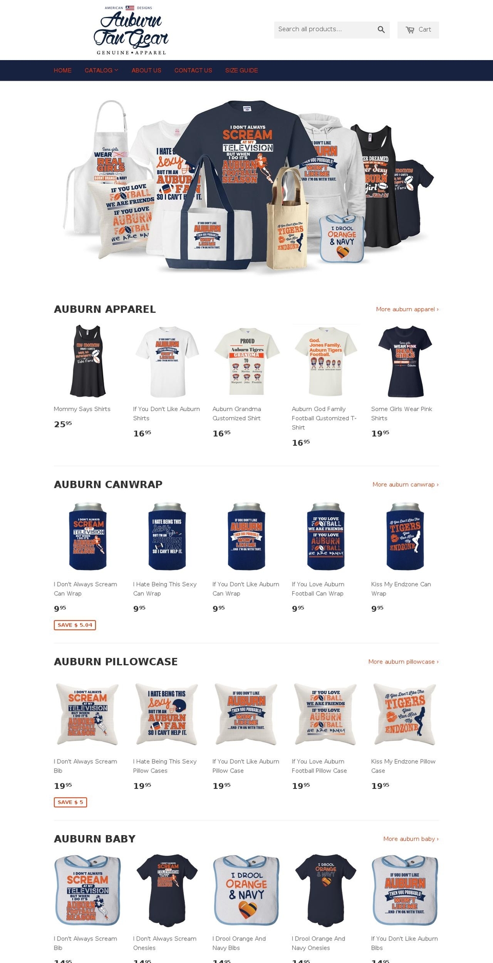 partner-program-theme Shopify theme site example auburnfangear.com