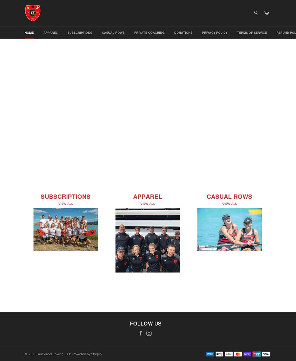 auckland-rowing-club.myshopify.com shopify website screenshot