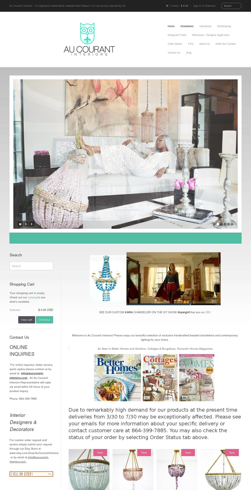 aucourant-interiors.com shopify website screenshot