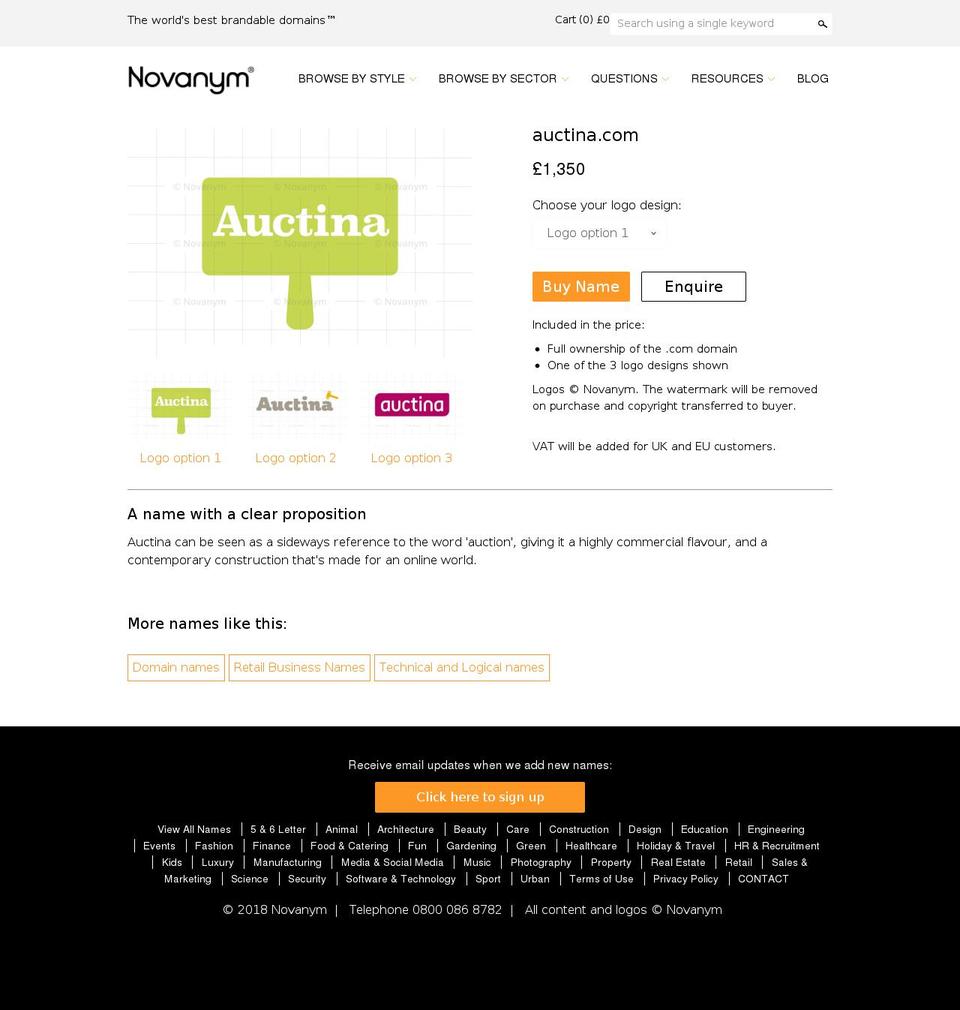 auctina.com shopify website screenshot