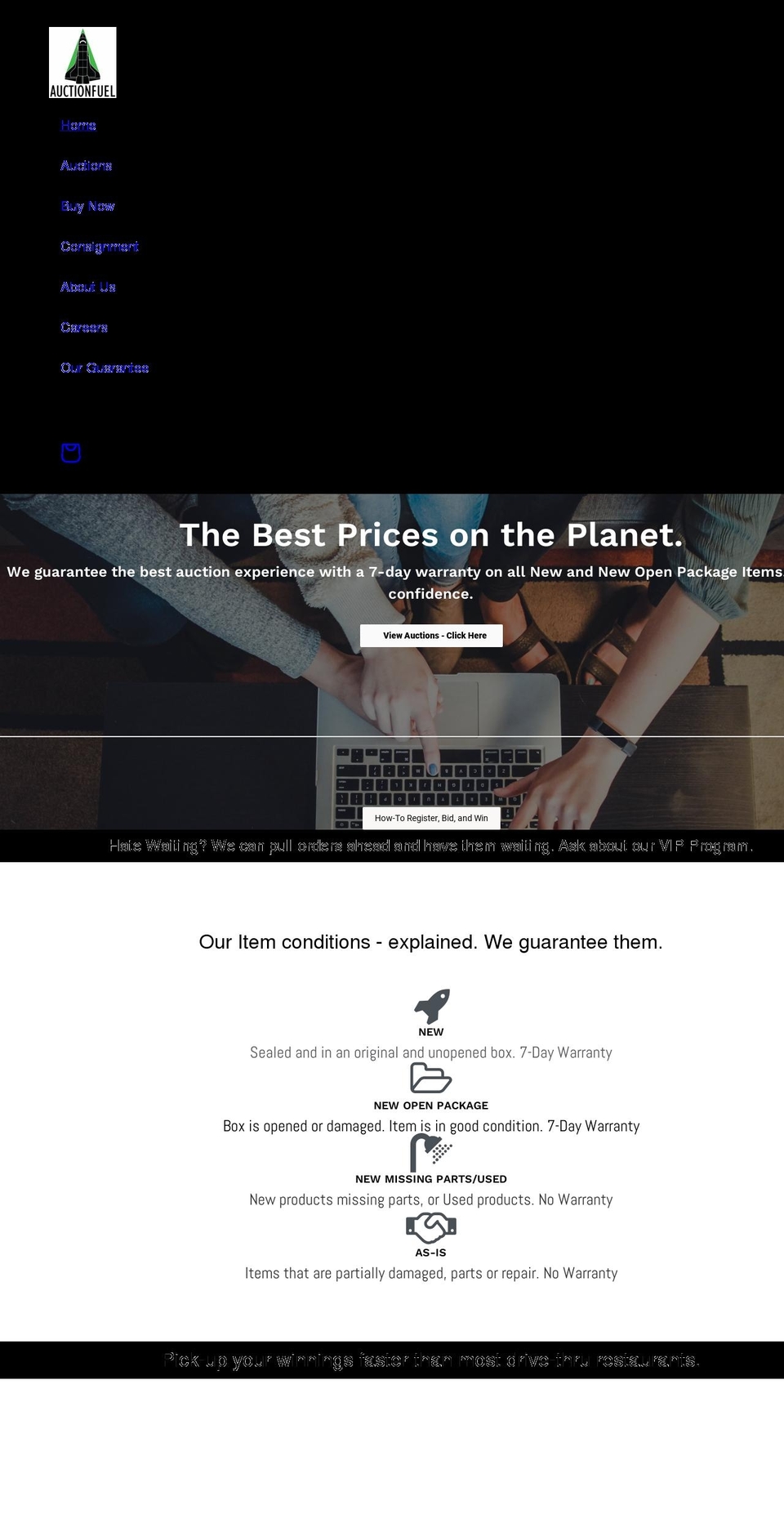 auctionfuel.com shopify website screenshot