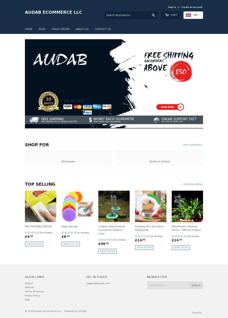 audab.com — Shopify storefront screenshot