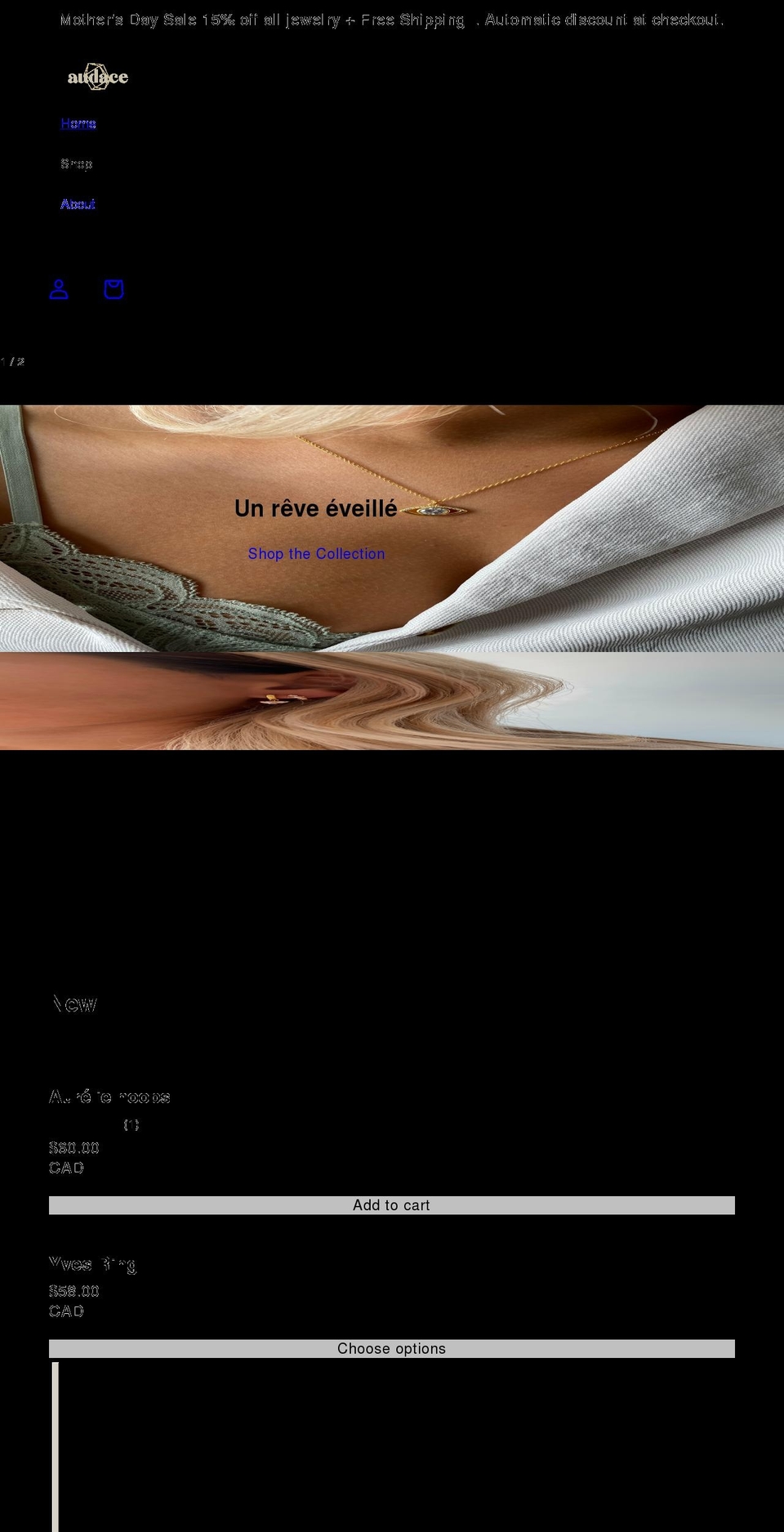audacejewelry.com shopify website screenshot