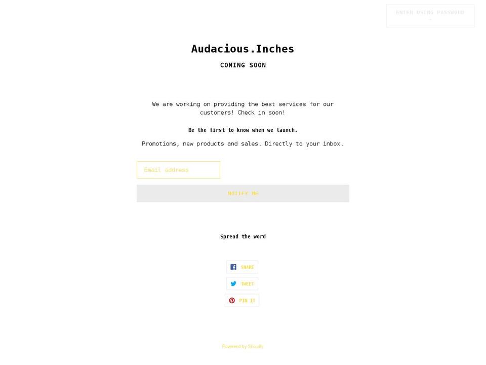 audaciousinches.com shopify website screenshot