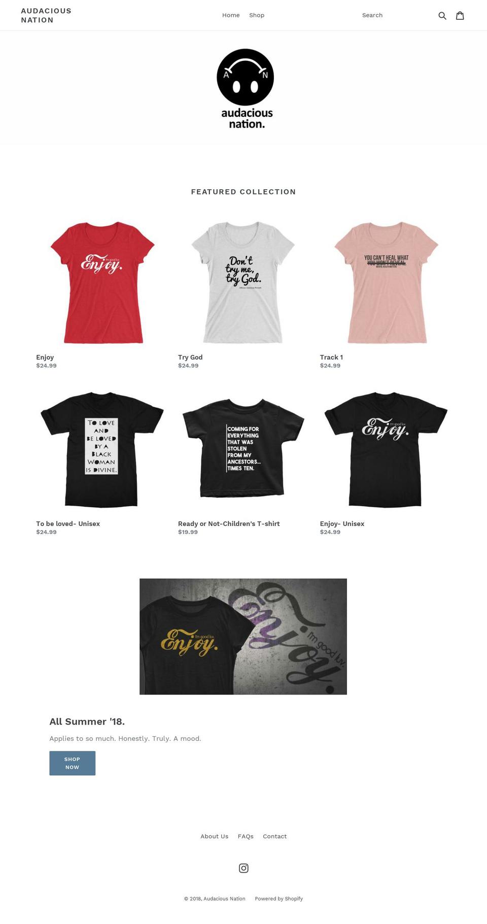 audaciousnation.com shopify website screenshot