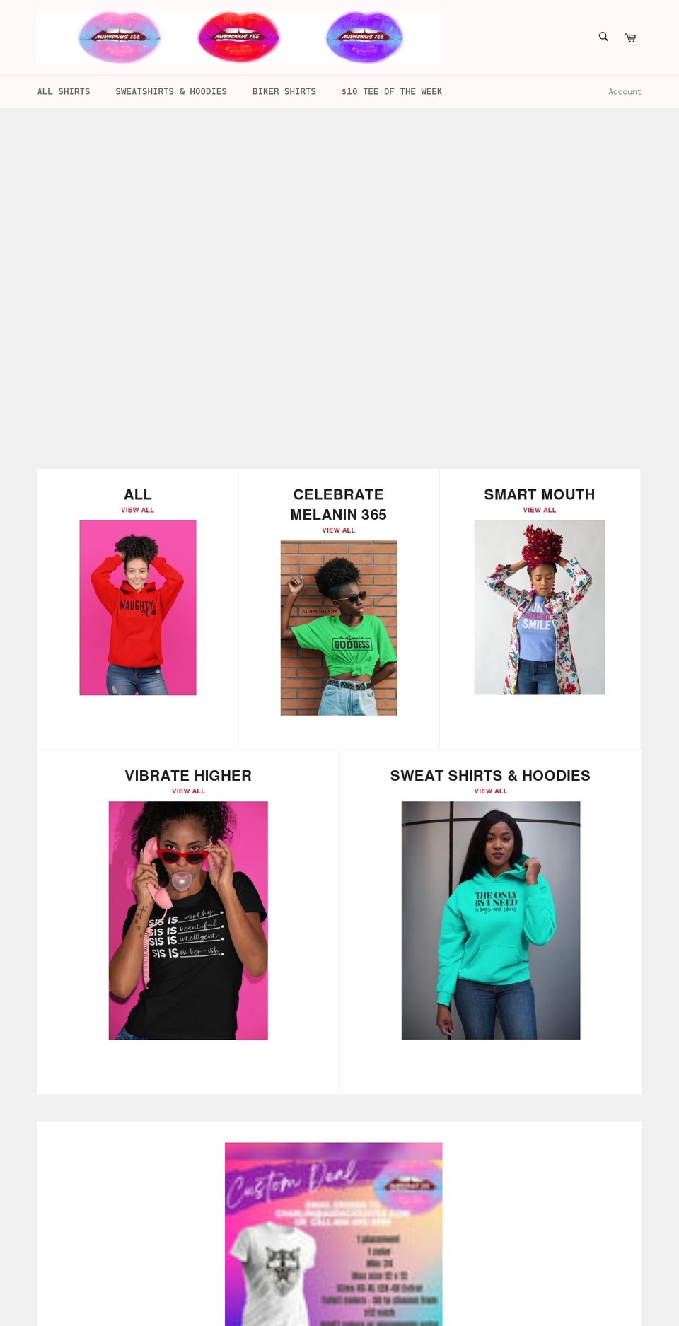 audacioustee.com shopify website screenshot