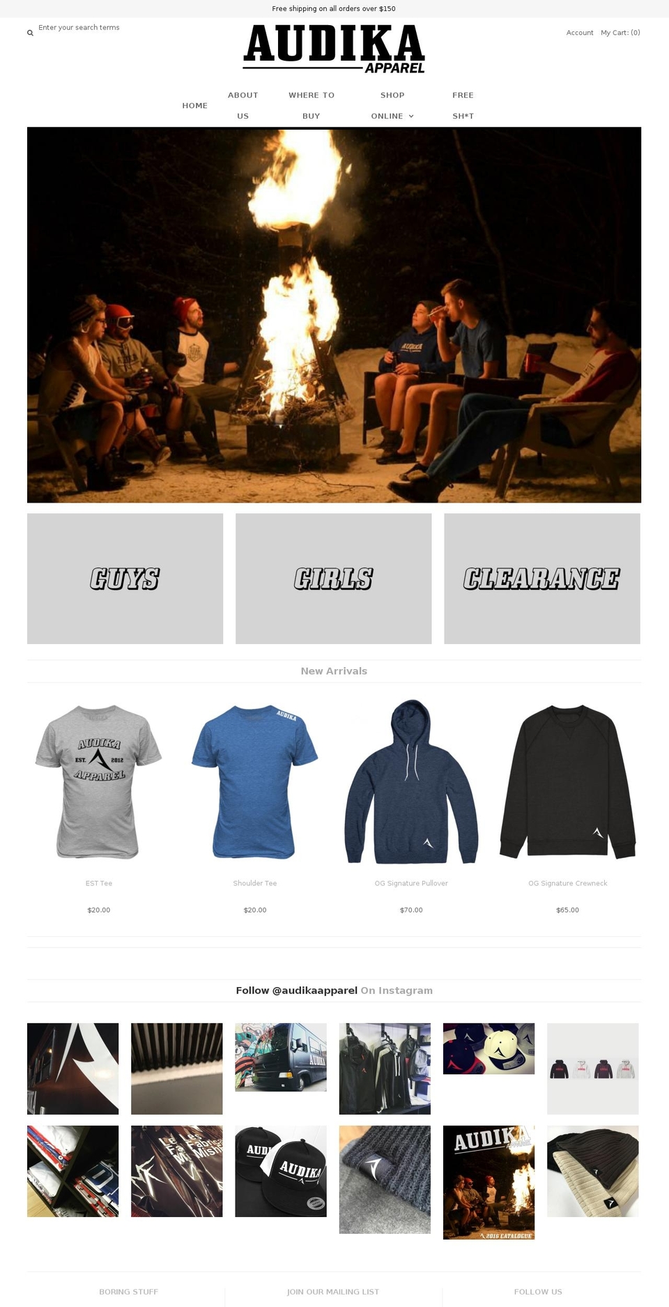 audikaapparel.ca shopify website screenshot