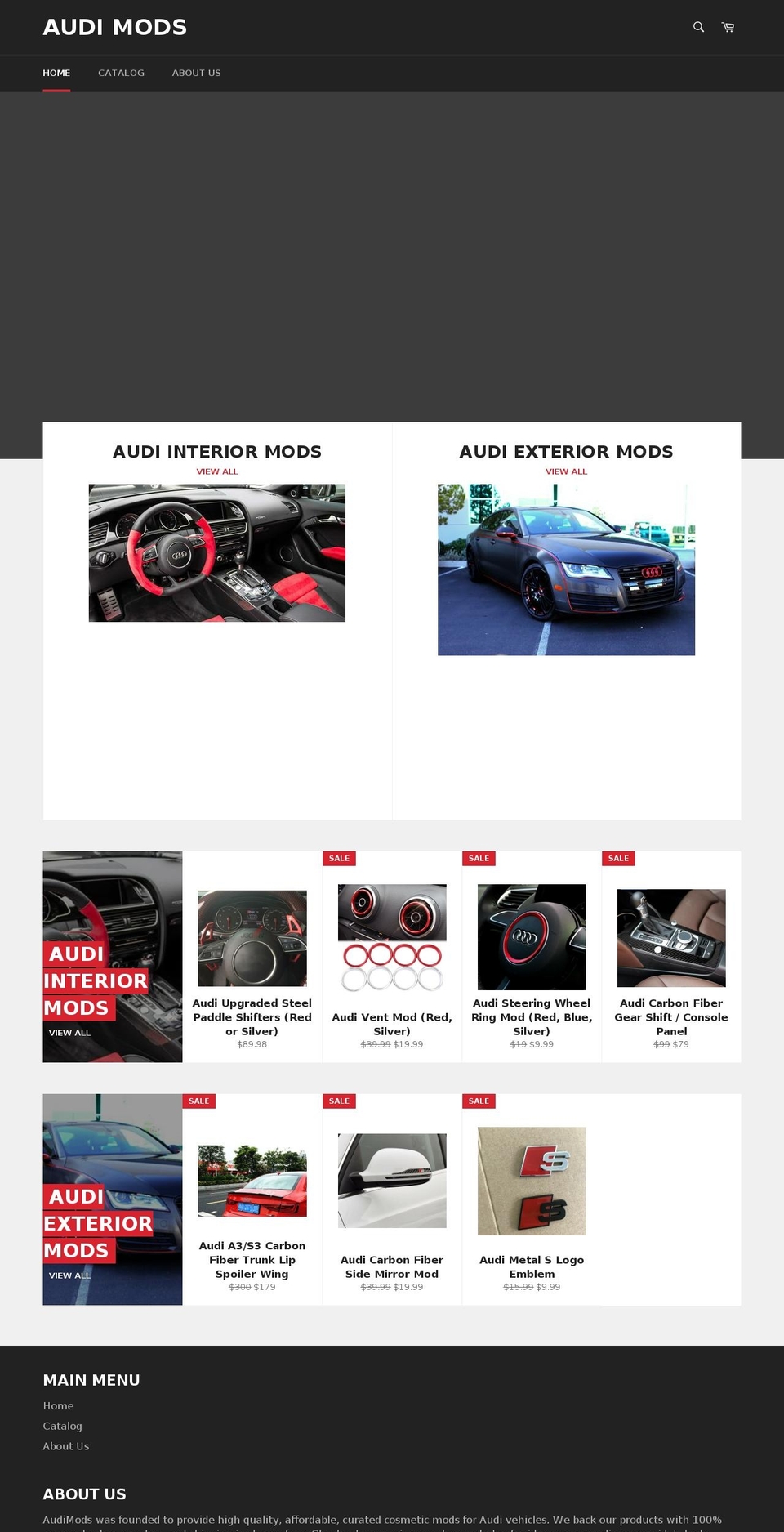 audimods.com — Shopify storefront screenshot