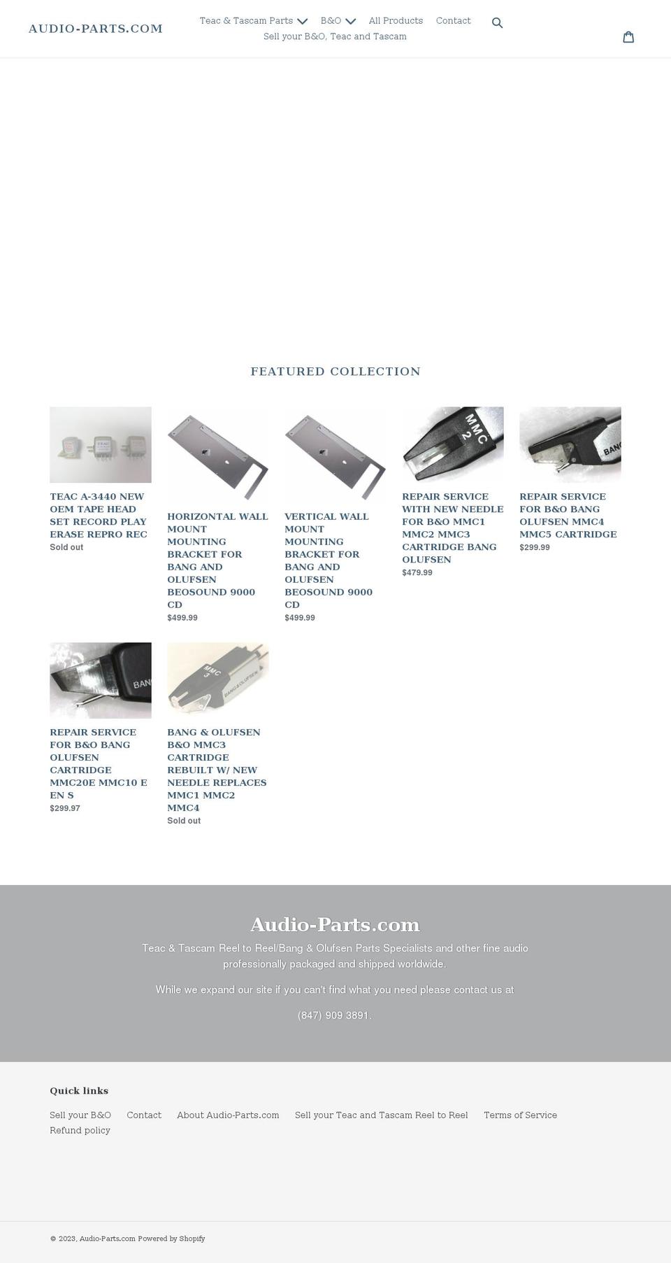 audio-parts.com shopify website screenshot