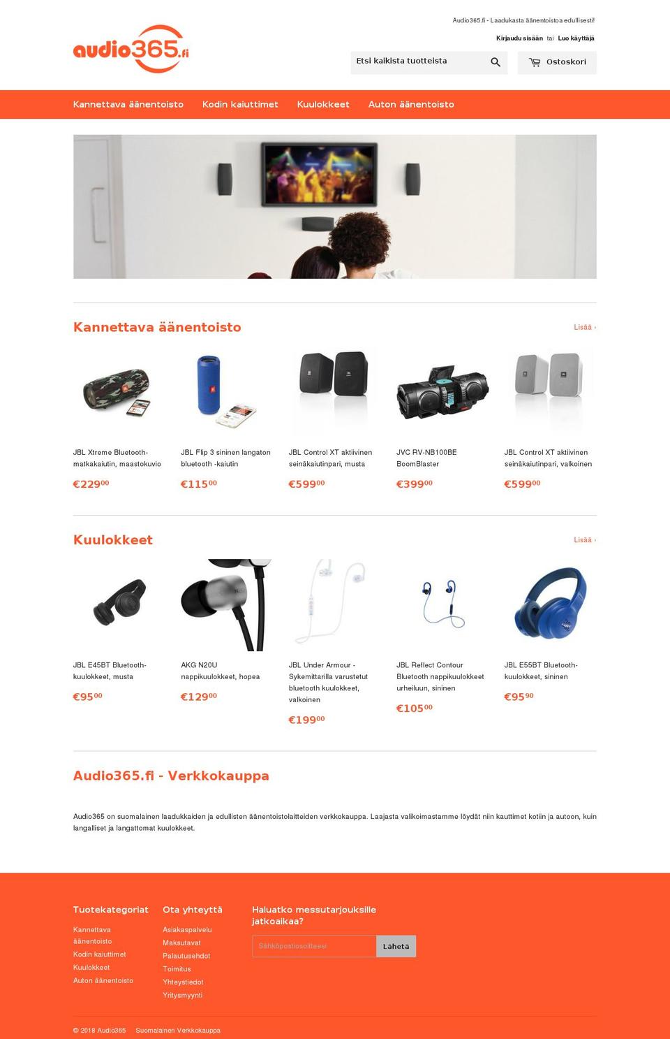 Audio365.fi -verkkokauppa Shopify theme site example audio365.fi