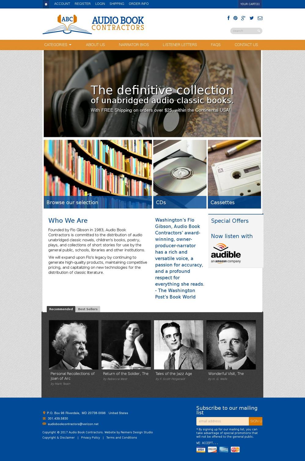 audiobookcontractors.com shopify website screenshot
