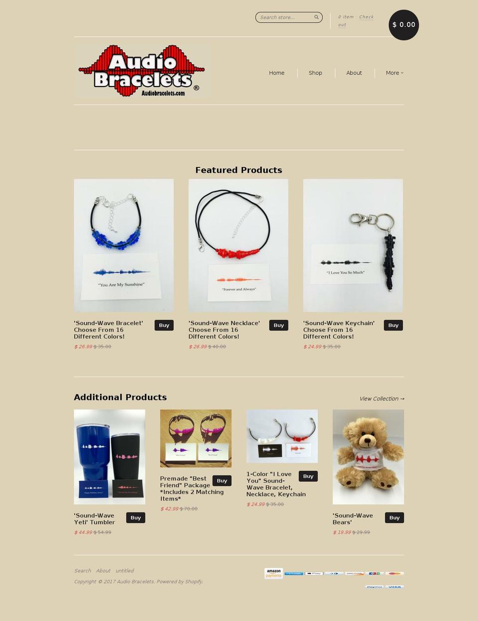 audiobracelets.com shopify website screenshot