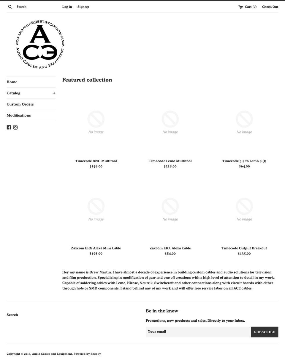 audiocablesequip.com — Shopify storefront screenshot