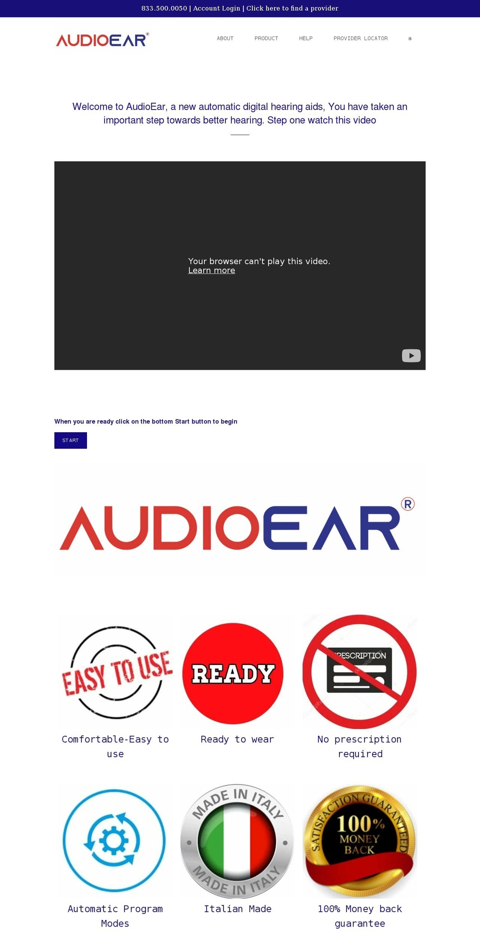 audioear.com shopify website screenshot