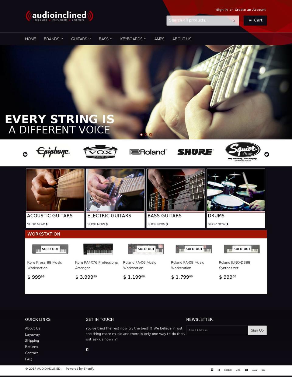 audioinclined.com shopify website screenshot