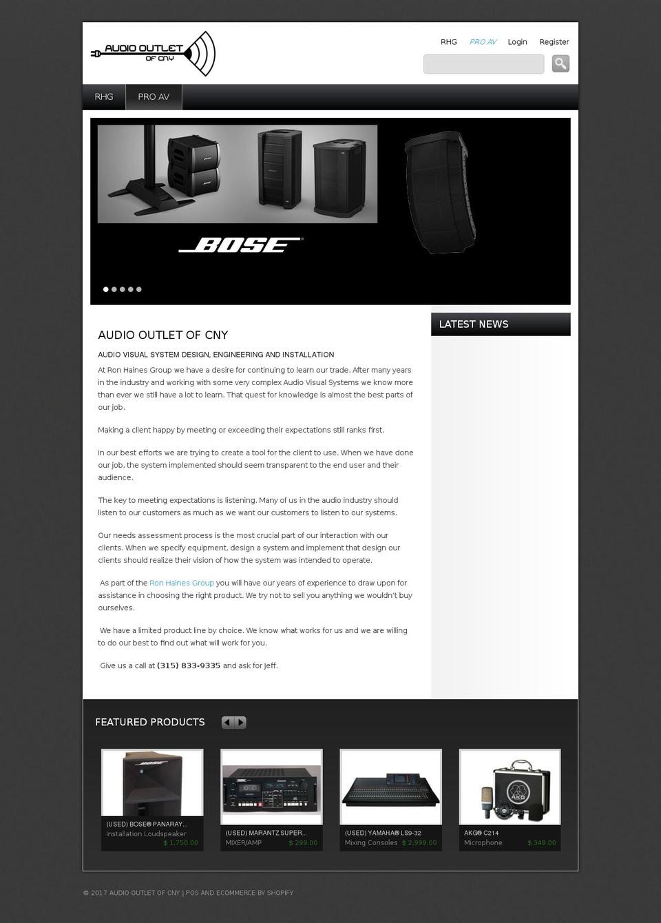 audiooutletofcny.com shopify website screenshot
