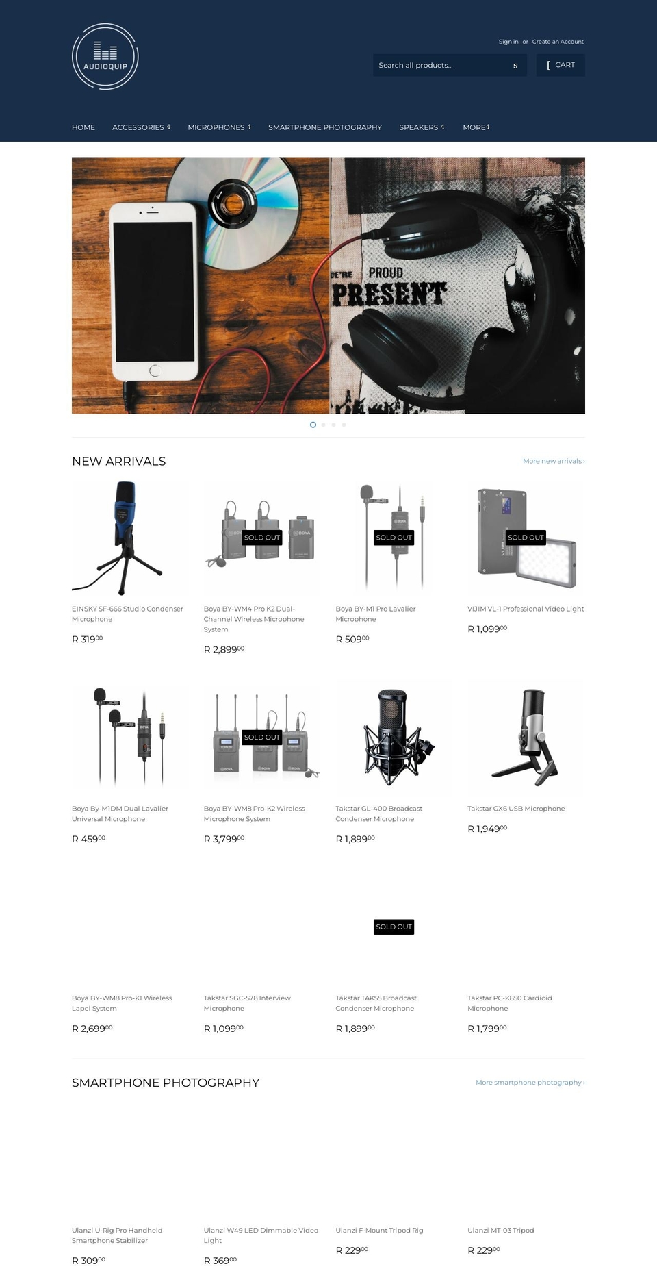 audioquip.co.za shopify website screenshot