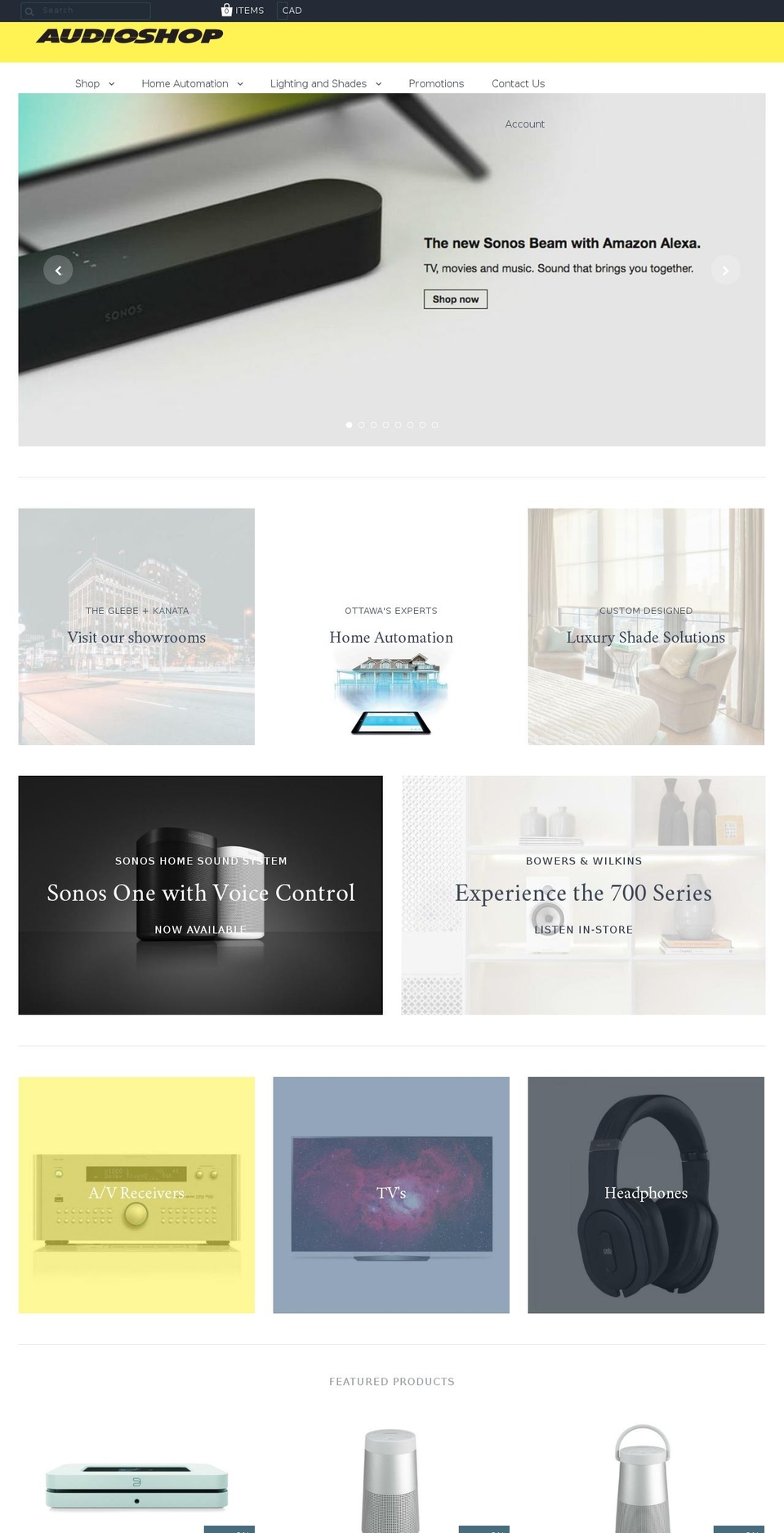 audioshop.on.ca shopify website screenshot