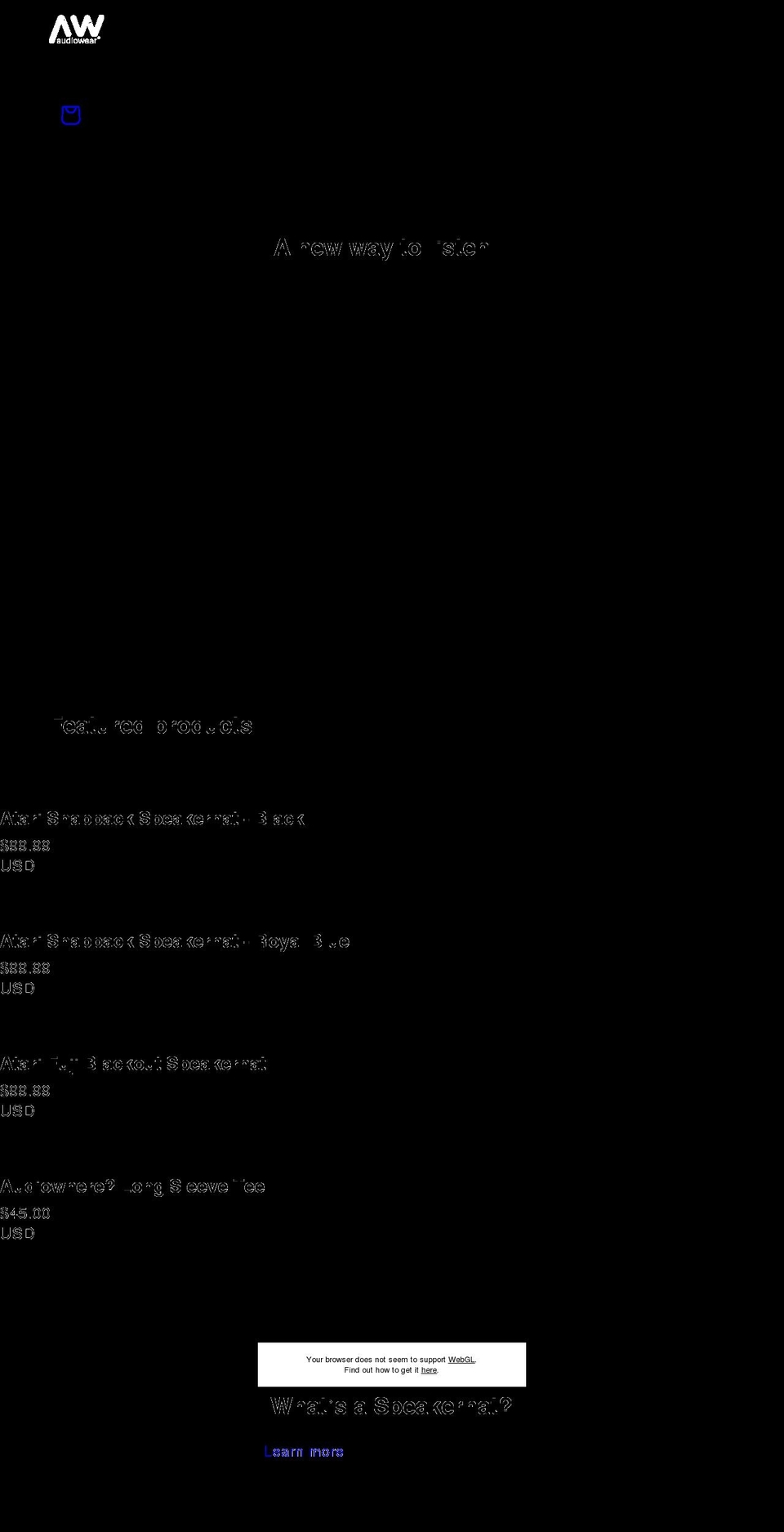 audiowear.com shopify website screenshot