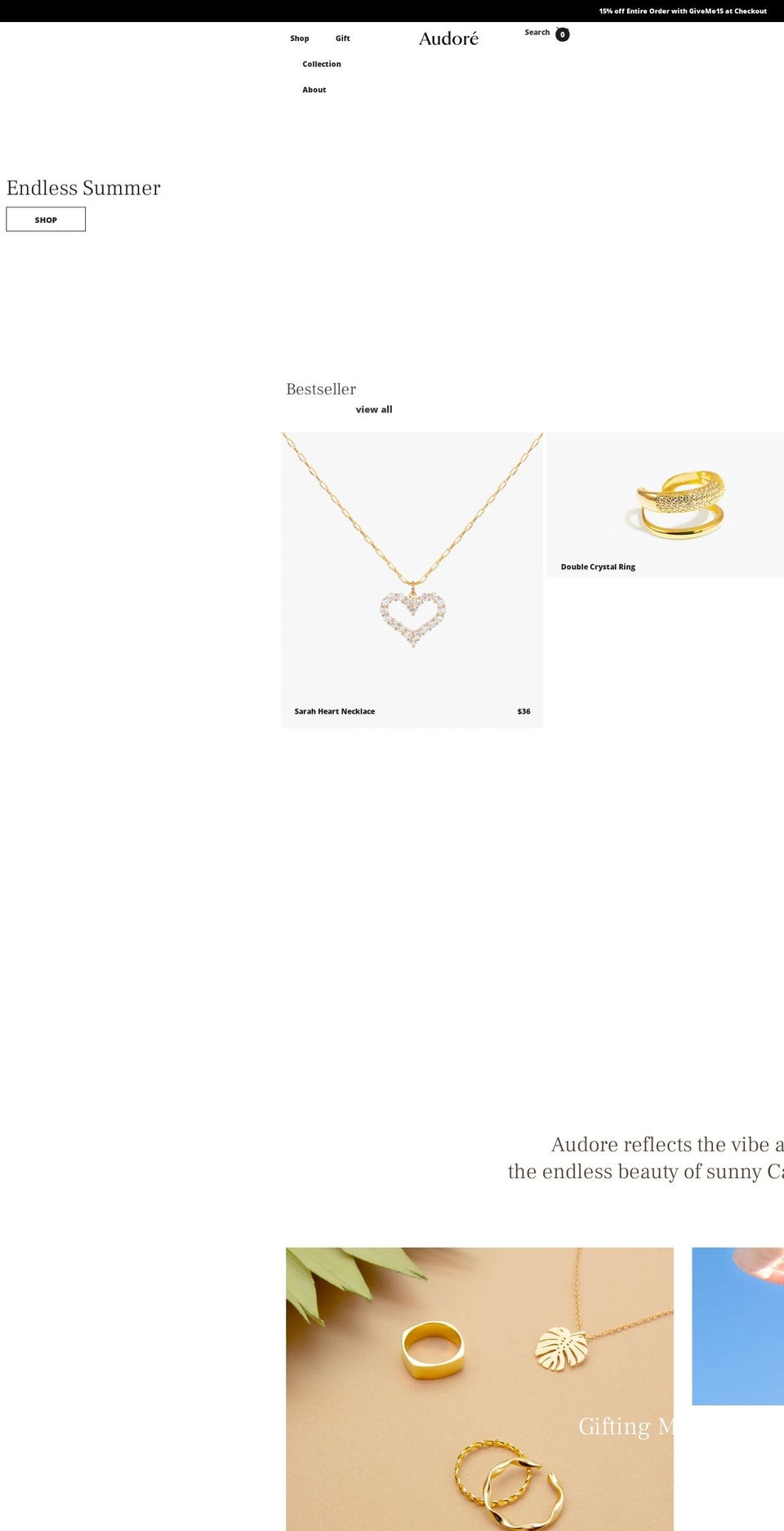 audorejewelry.com shopify website screenshot