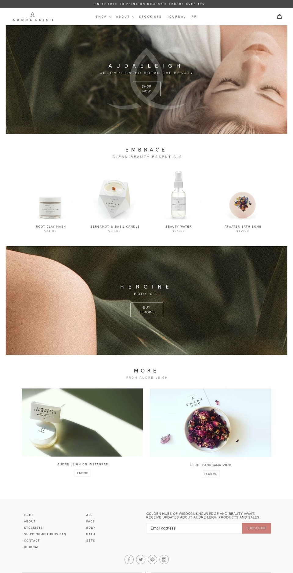 audreleigh.com shopify website screenshot