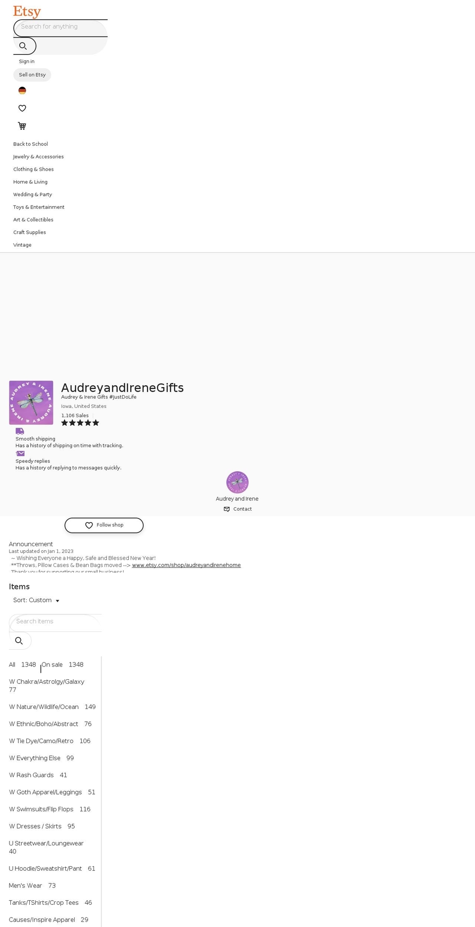 audreyandirene.com — Shopify storefront screenshot