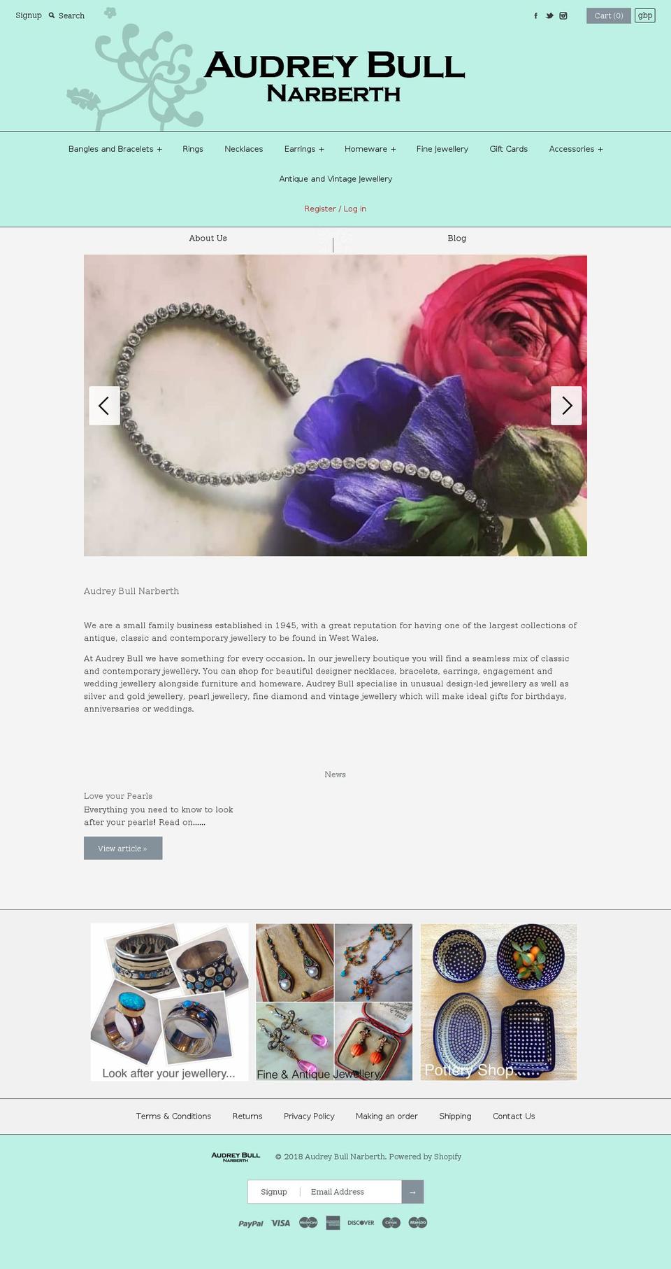 audreybull.com — Shopify storefront screenshot