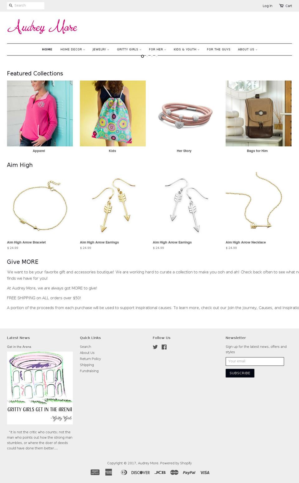 audreymore.com shopify website screenshot