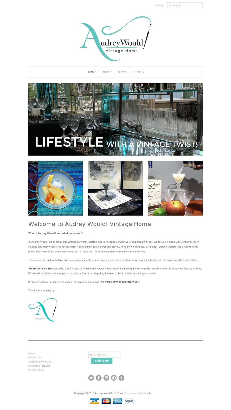 audreywould.net shopify website screenshot
