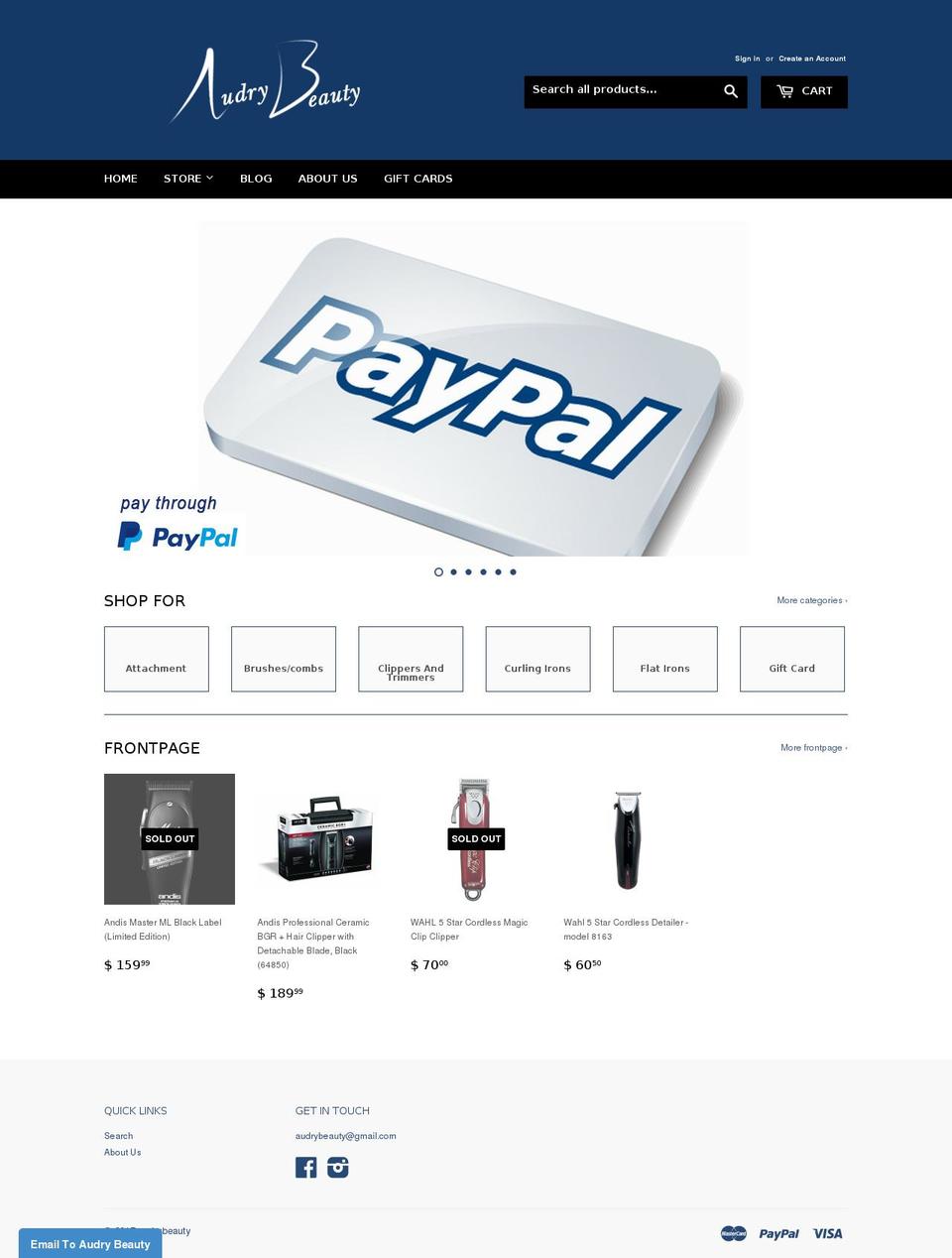 audrybeauty.com shopify website screenshot