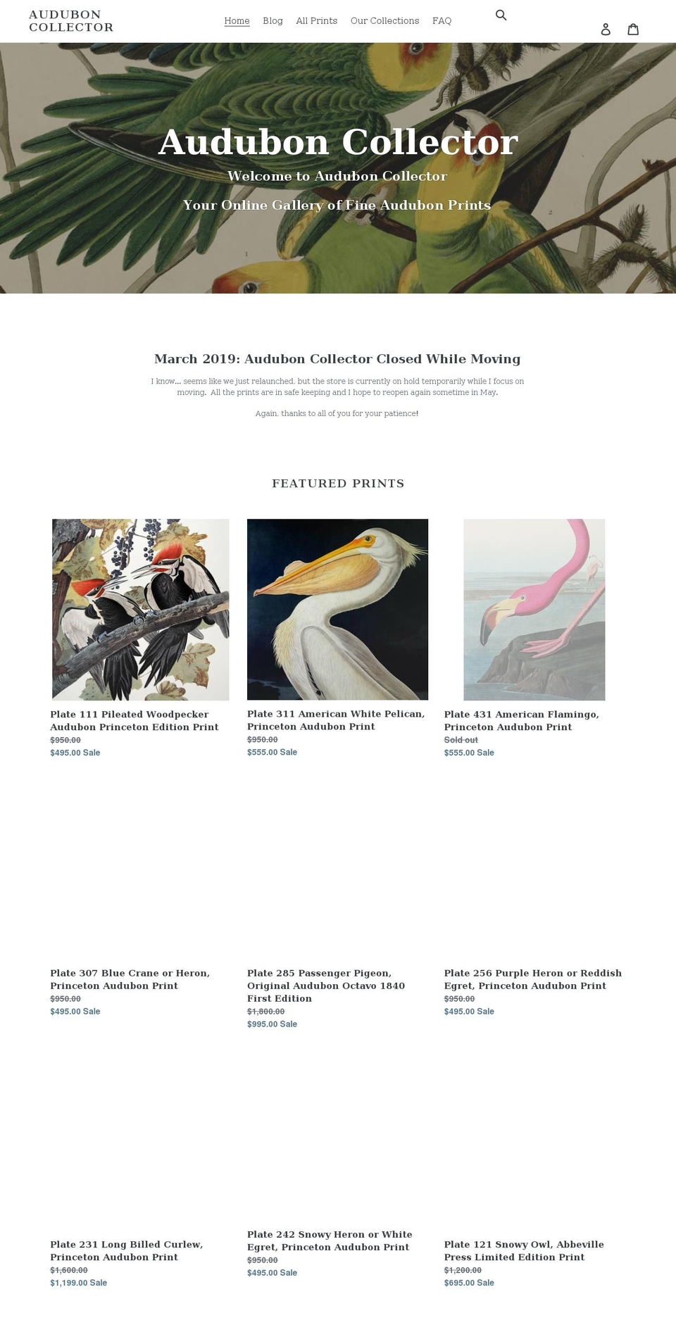 auduboncollector.com shopify website screenshot