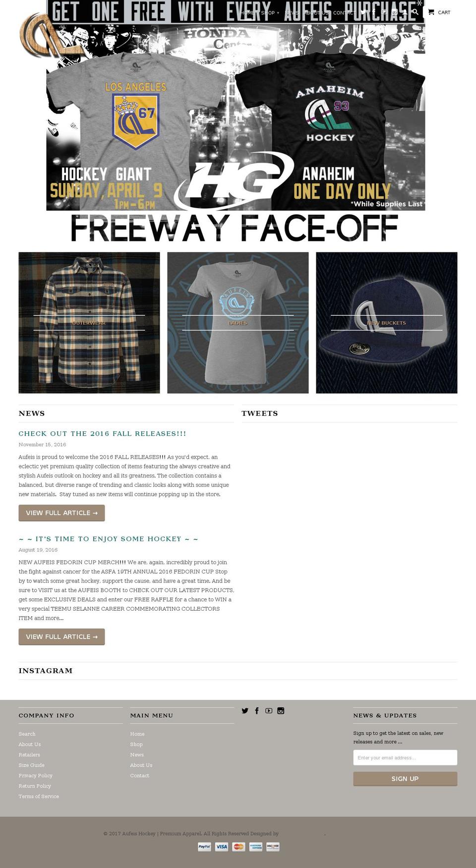 aufeis.net shopify website screenshot