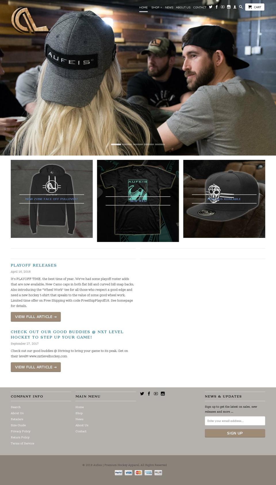 aufeishockey.com shopify website screenshot