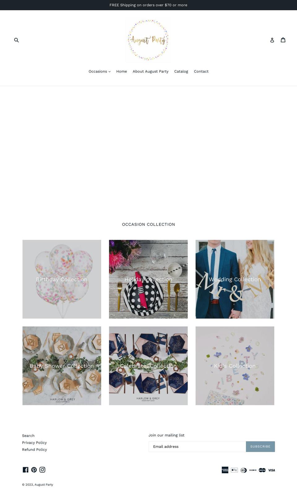 august-party.com — Shopify storefront screenshot