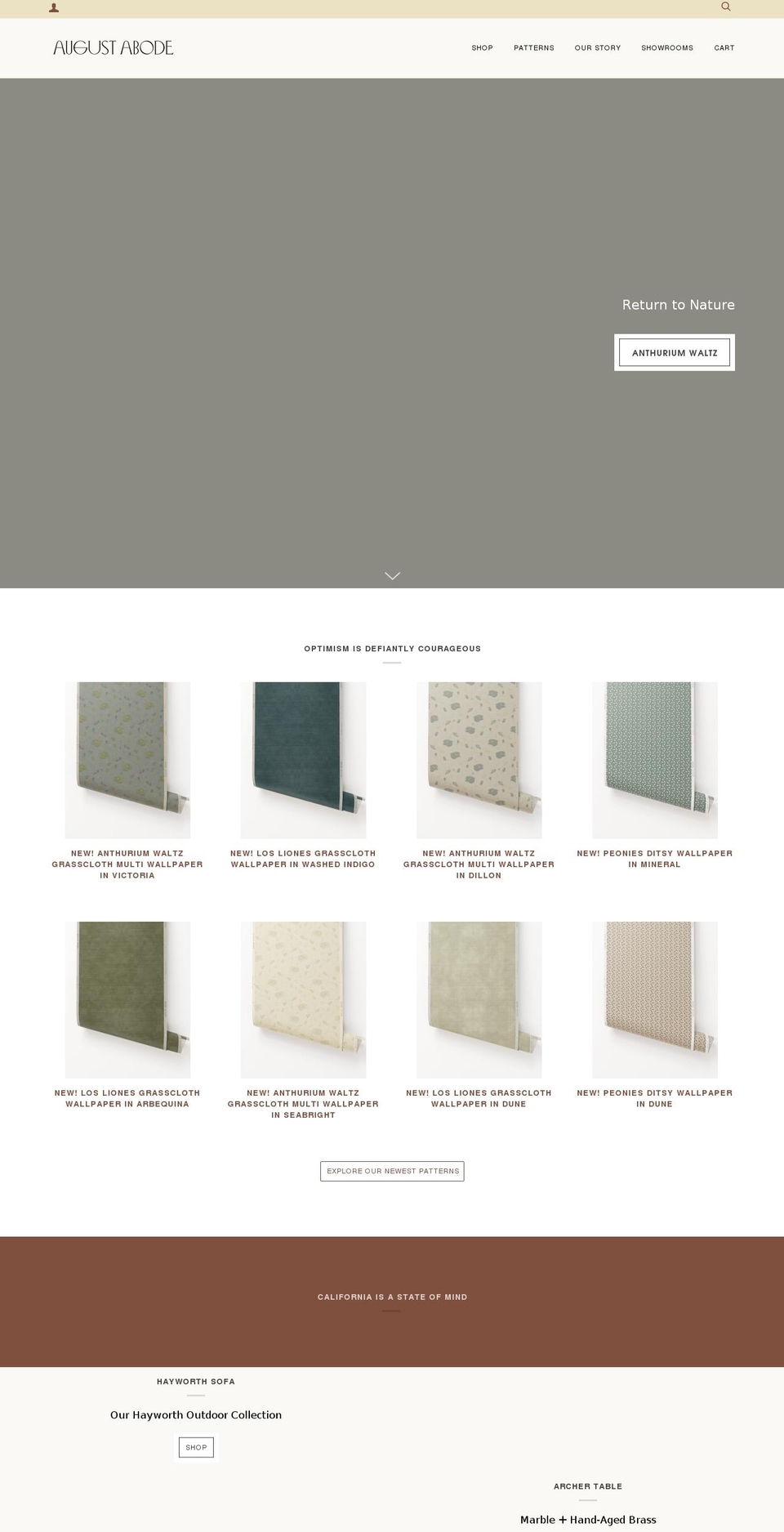 augustabode.com shopify website screenshot