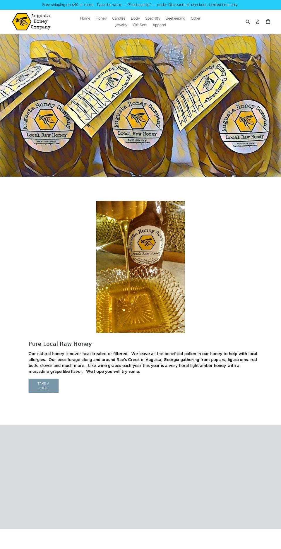 augustahoneycompany.com — Shopify storefront screenshot